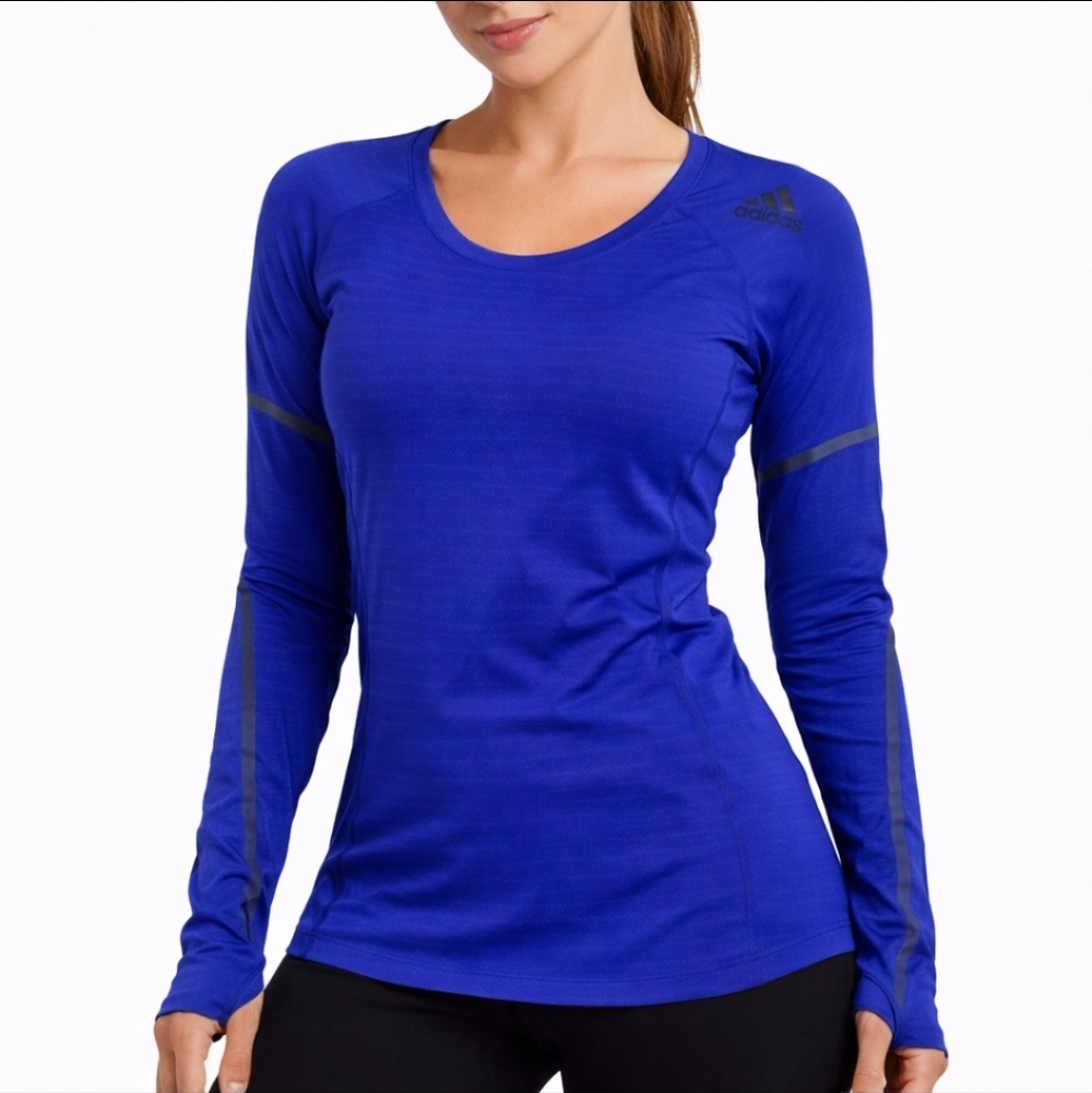 Adidas Techfit Compression Long Sleeve Top Blue Women’s Small